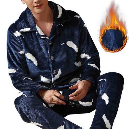 Load image into Gallery viewer, Mens Coral Fleece Sleepwear Pajamas
