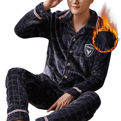 Load image into Gallery viewer, Mens Coral Fleece Sleepwear Pajamas
