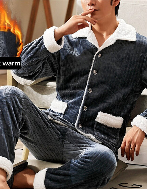 Load image into Gallery viewer, Mens Coral Fleece Sleepwear Pajamas
