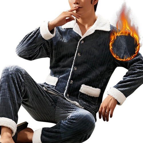 Load image into Gallery viewer, Mens Coral Fleece Sleepwear Pajamas
