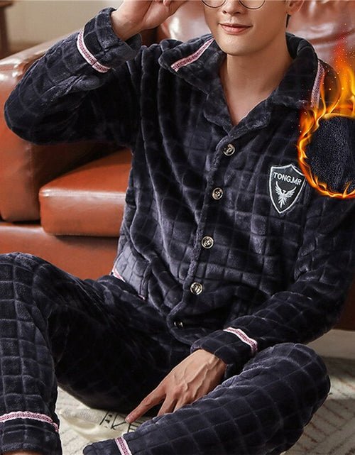 Load image into Gallery viewer, Mens Coral Fleece Sleepwear Pajamas
